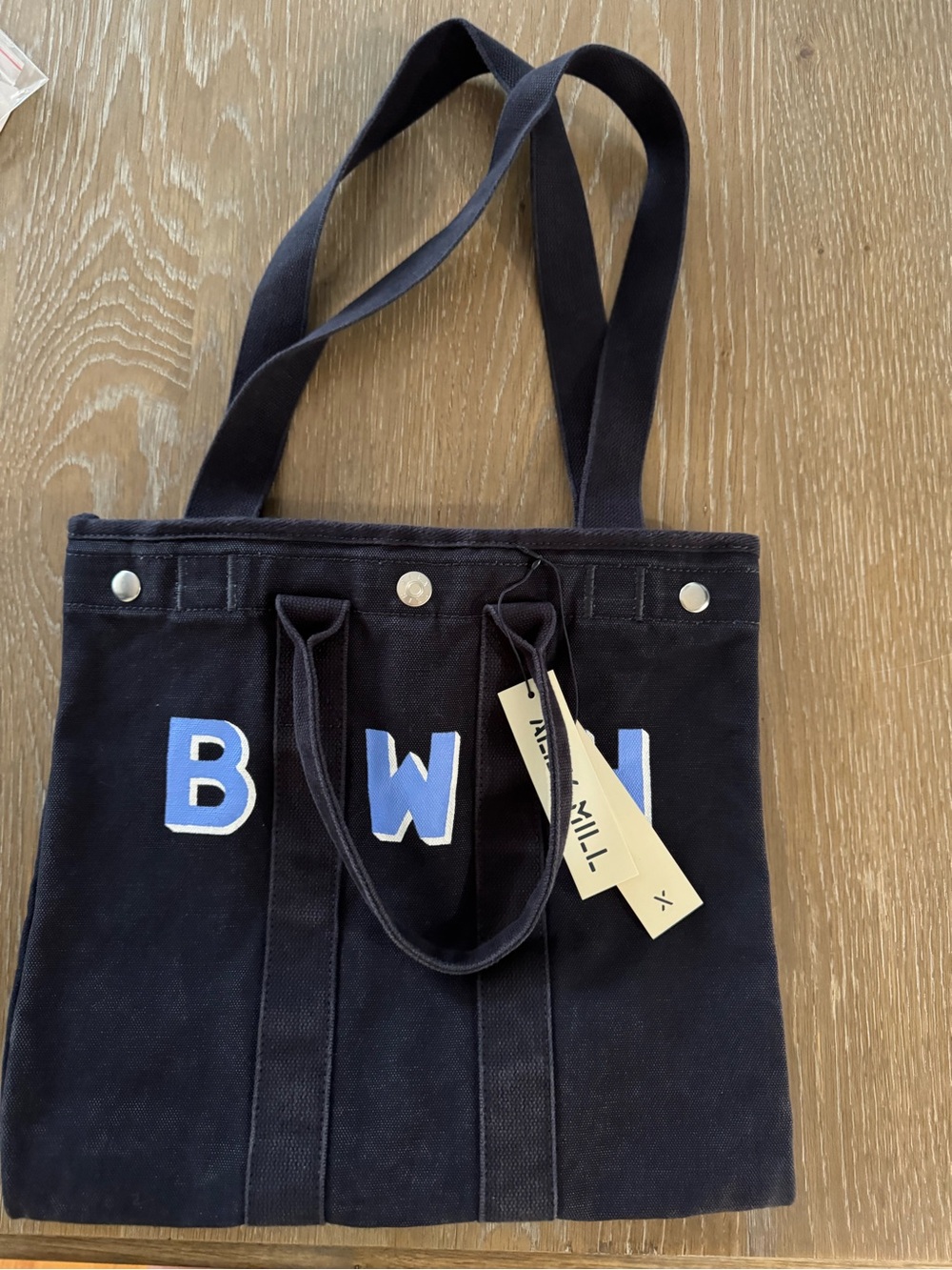 Alex Mill Navy Canvas Tote with Handpainted Blue Lettering, BWH, Weekday NWT